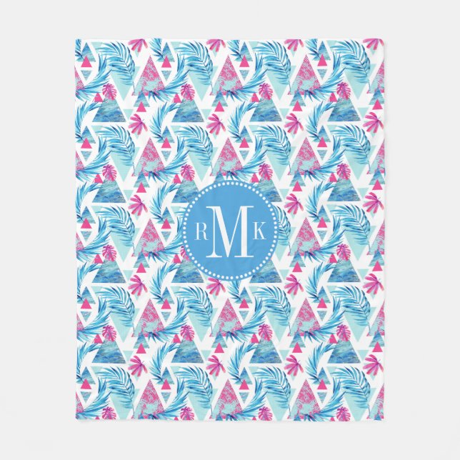 Couverture Polaire Motif tropical de feuille d'aquarelle abstraite (Devant)