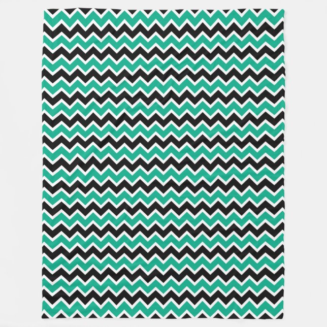 Couverture Polaire Motif Turquoise moderne Black Chevron (Devant)