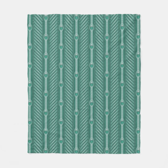 Couverture Polaire Motif turquoise ornemental (Devant)
