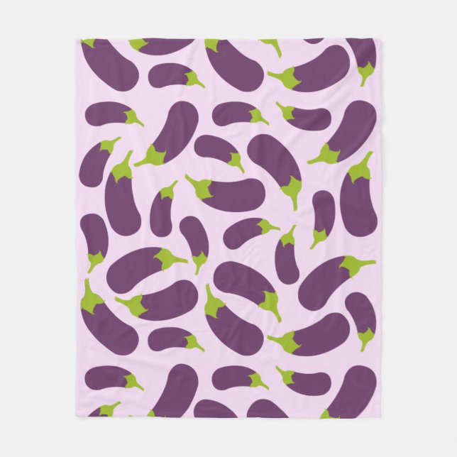 Couverture Polaire Motif végétal d'aubergine violet végétal Conceptio (Devant)
