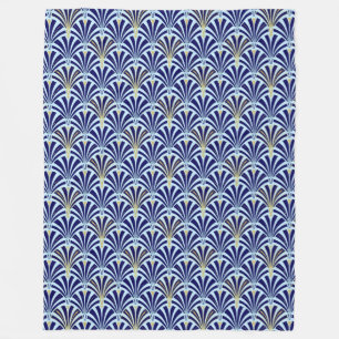 Couverture Polaire Motif ventilateur Art déco - cobalt et bleu ciel