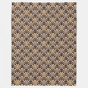 Couverture Polaire Motif ventilateur Art déco - pêche en noir