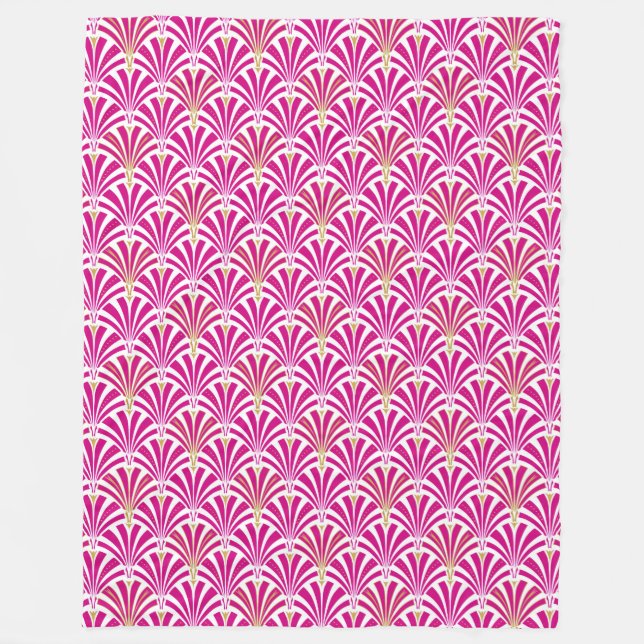 Couverture Polaire Motif ventilateur Art déco - rose fushia (Devant)
