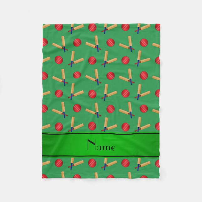 Couverture Polaire Motif vert nommé personnalisé de cricket (Devant)