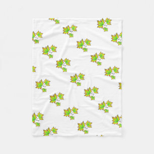Couverture Polaire Motif vert vert jaune rouge  mûr Feuille