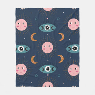 Couverture Polaire motif vintage bébé boho sans soudure. Hippie chic 