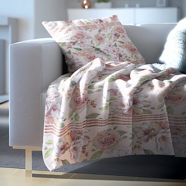 Couverture Polaire motif vintage rose pastel (Créateur téléchargé)