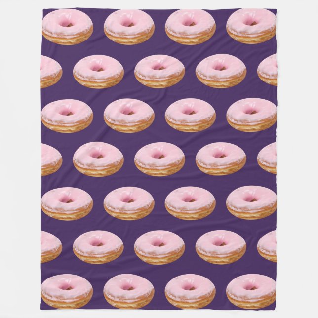 Couverture Polaire Motif violet de beignets rose ironique (Devant)