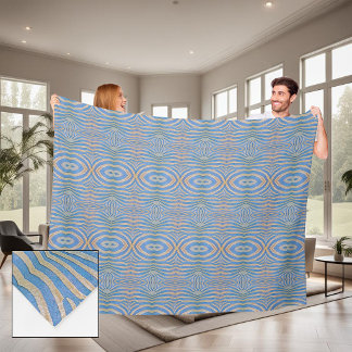 Couverture Polaire Motif zèbre bleu et or texturé et symétrique