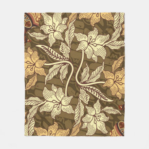 Couverture Polaire Motifs batik indonésiens avec patte de flore et de