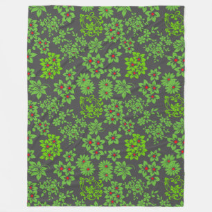 Couverture Polaire motifs plante (6).DGrey BG vert