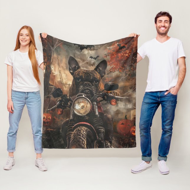 Couverture Polaire Moto à cheval Boxer Halloween effrayant (En situation)