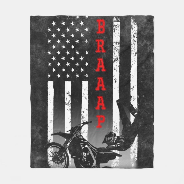 COUVERTURE POLAIRE MOTOCROSS AMERICAN FLAG NOIR (Devant)