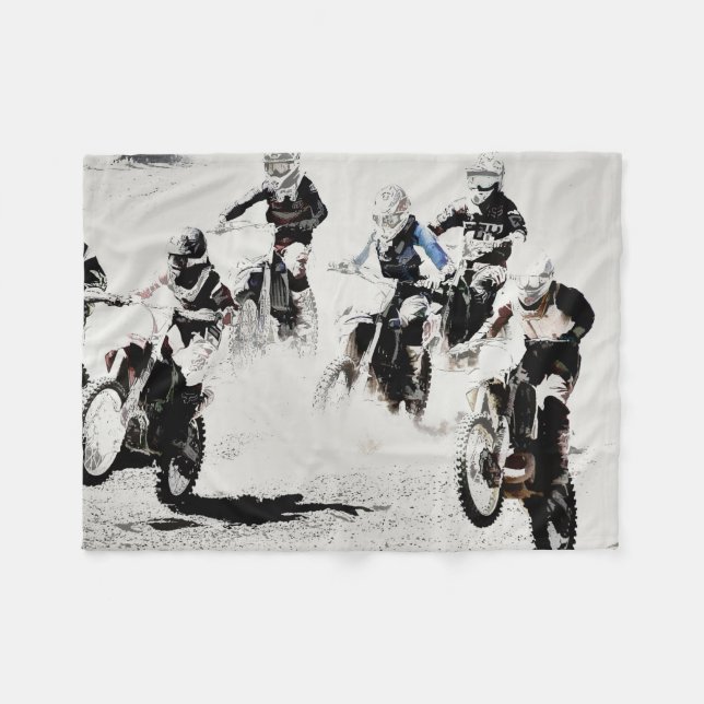 Couverture Polaire Motocross Dirt-Bike Racers (Devant (Horizontal))