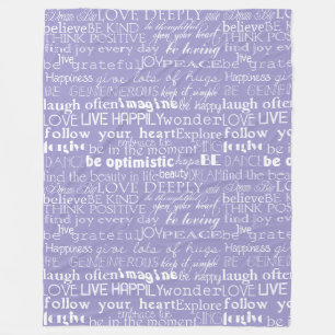 Couverture Polaire Mots d'inspiration violets blancs Noël