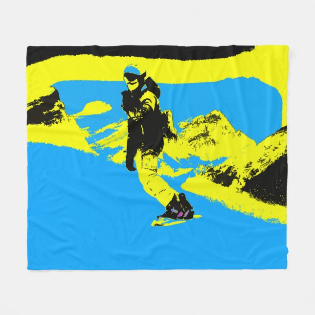 Couverture Polaire Mountain Snowboard - Snowboard Fleece Blanket (Devant (Horizontal))