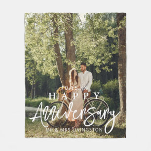 Couverture Polaire Mr & Mrs Happy Mariage Anniversaire Personnalisé