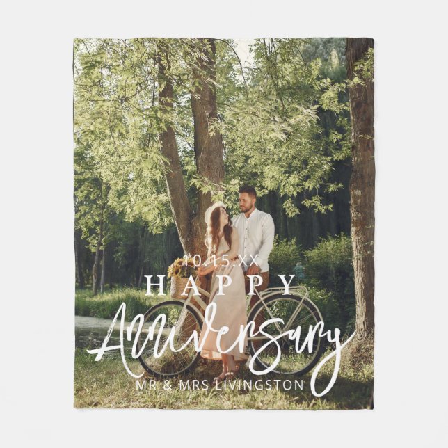 Couverture Polaire Mr & Mrs Happy Mariage Anniversaire Personnalisé (Devant)
