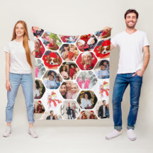 Multi Photo Collage Simple Moderne Hexagon Motif