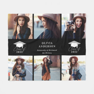 Couverture Polaire Multi photo moderne noir blanc script graduation