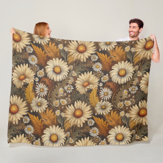 Couverture Polaire Mums et marguerites antiques (En situation)