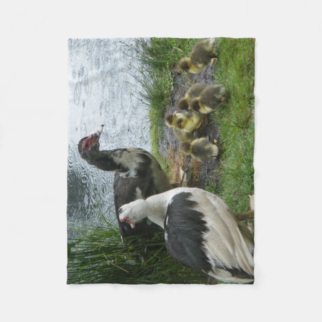 Couverture Polaire Muscovy Famille Canard Dans La Pluie Toison Blanke (Devant)
