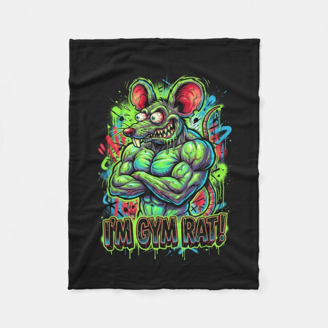 Couverture Polaire Muscular Gym Rat Bodybuilder Graffiti Workout Fitn (Devant)
