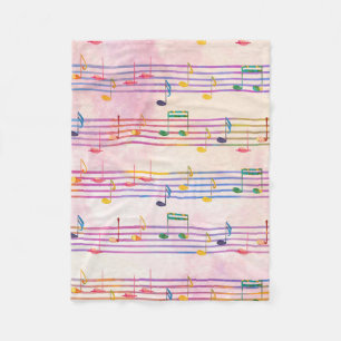 Couverture Polaire Musique multicolore colorée Note musicienne