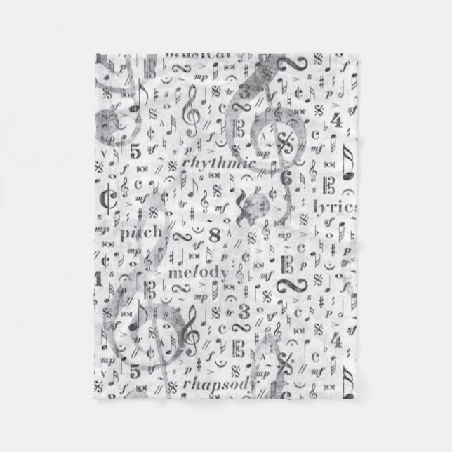Couverture Polaire musique Note Musique Motif Thème Fleece Blanket (Devant)