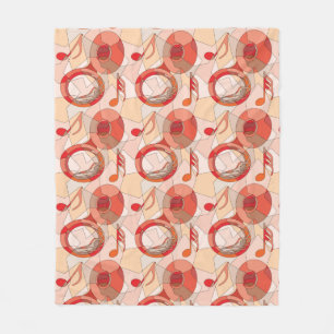 Couverture Polaire Musique Tuba Notes Fragments Rouges