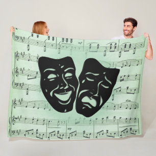 Couverture Polaire Musique verte et masques grecs de théâtre