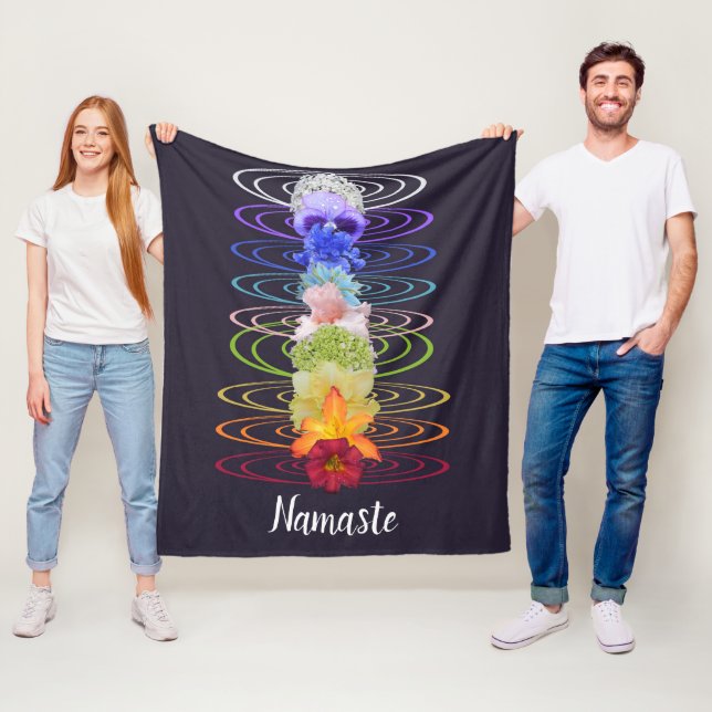 Couverture Polaire Namaste Citation Fleurs de Chakra Zen Spirituel (En situation)