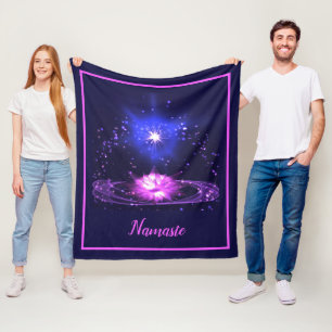 Couverture Polaire Namaste Citation Zen Yoga Purple Crystal Stars