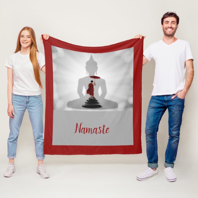 Couverture Polaire Namaste Yoga Bouddha Moine Métaphysique Spirituell (En situation)