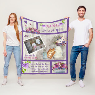 Couverture Polaire Nana I Love You Photo Floral   Texte du script de 