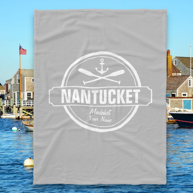 Couverture Polaire Nantucket, MA nom personnalisé, ancre nautique (Créateur téléchargé)