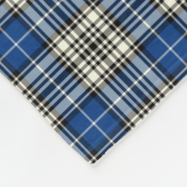 Couverture Polaire Napier Clan Royal Bleu, Noir et Blanc Tartan (Coin)