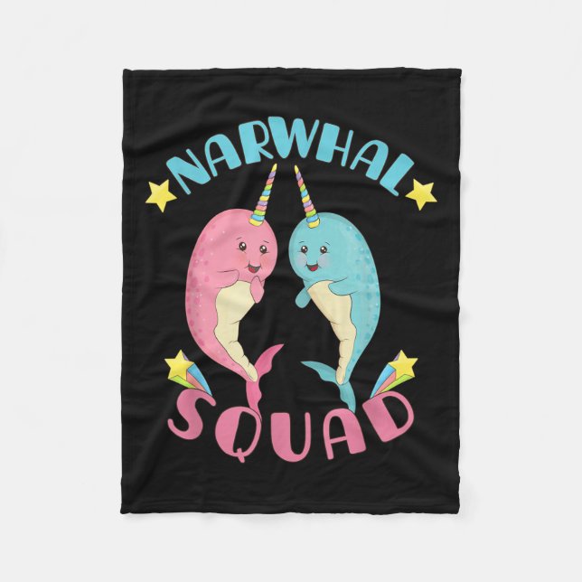 Couverture Polaire Narwhal Squad Cute Kawaii Narwhals (Devant)
