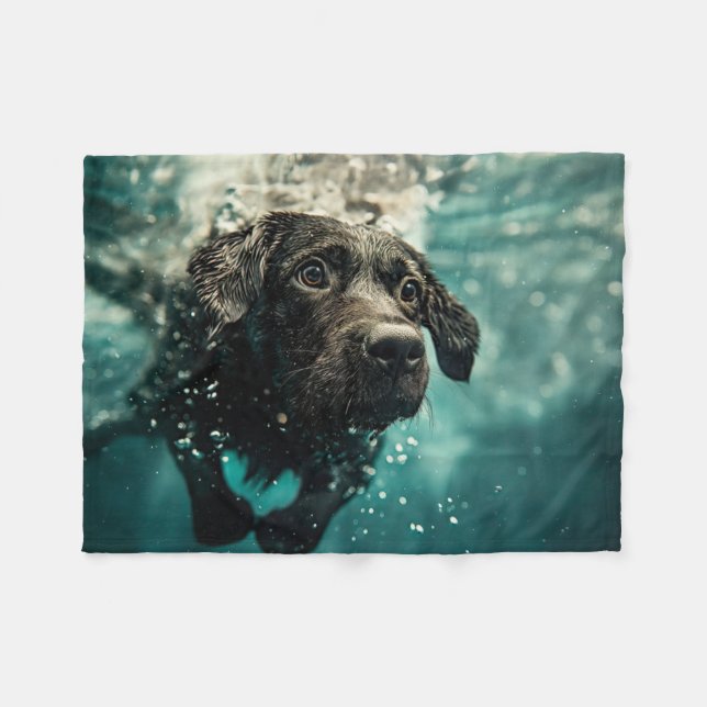 Couverture Polaire Natation Labrador Chiot Design sous-marin (Devant (Horizontal))