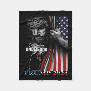 Couverture Polaire Nation Under God Trump 2024 God American Flag