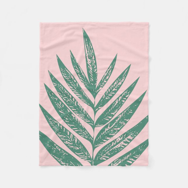 Couverture Polaire Nature botanique Illustration tropicale rose vert (Devant)