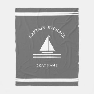 Couverture Polaire Nautical Grey Blanc Nom du bateau Illustration de