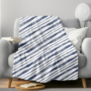 Couverture Polaire Nautique Blue Waves Lines Beach House Lakeside