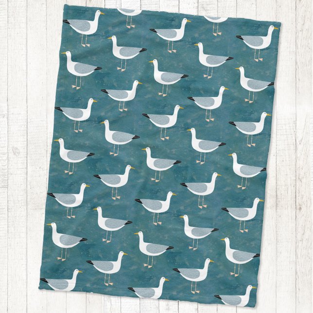 Couverture Polaire Nautique Seagull (Seagull nautical bird fleece blanket)