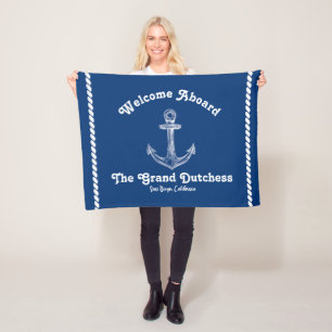 Couverture Polaire Navy Blue Nautical Welcome À propos de Custom Boat