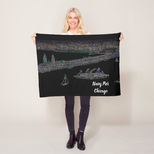 Couverture Polaire Navy Pier Chicago 1920's NEON Art Windy City (En situation)