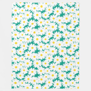 Couverture Polaire Négative Space Daisies blanc jaune sur vert