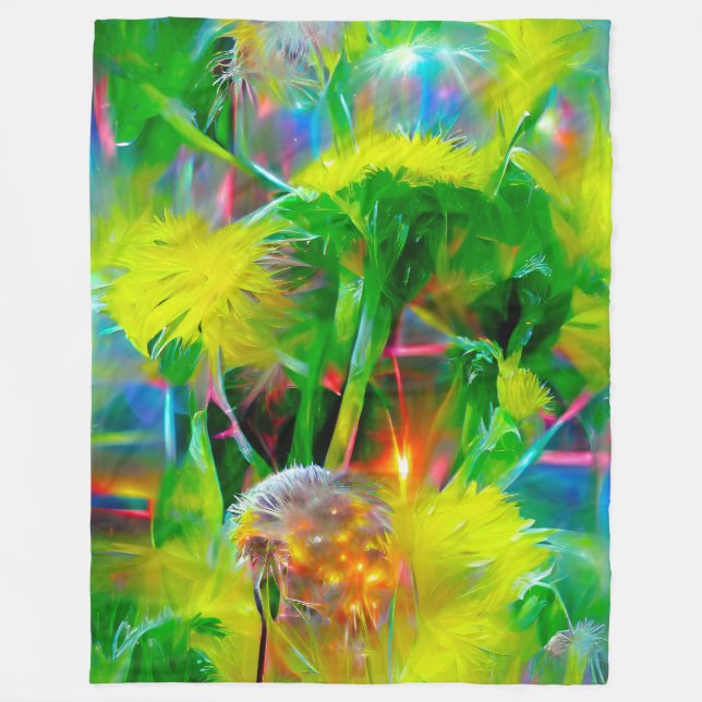 Couverture Polaire Neon Llow Dandelions dans Dream Garden (Devant)