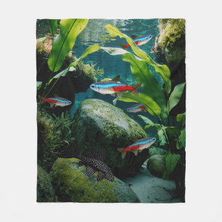 Couverture Polaire Neon Tetras Plecostomus Aquarium Fish Tank Amateur