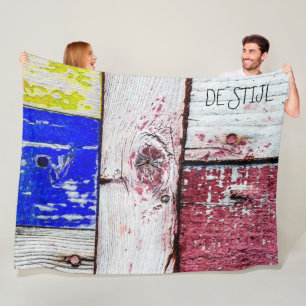Couverture Polaire Néoplasticisme amusant style d'art en bois personn